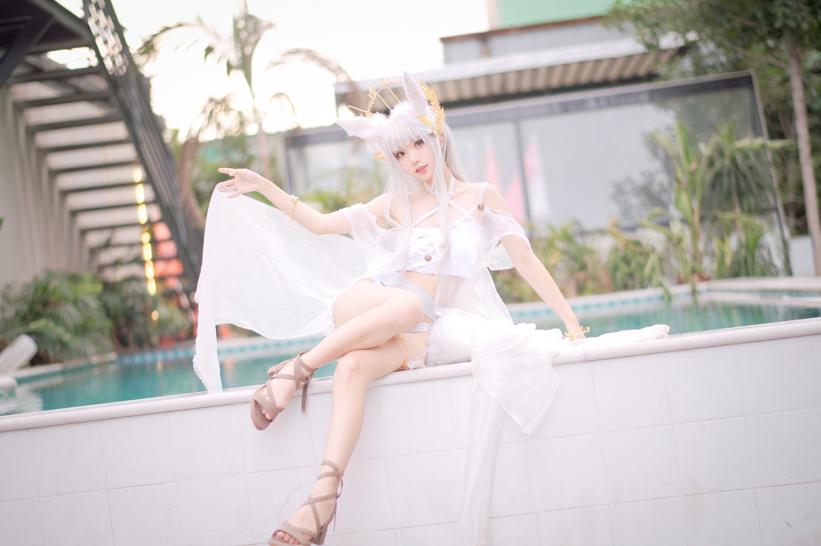 图片[1]-花柒Hana – NO.005 白金泳装[18P]-XikXak